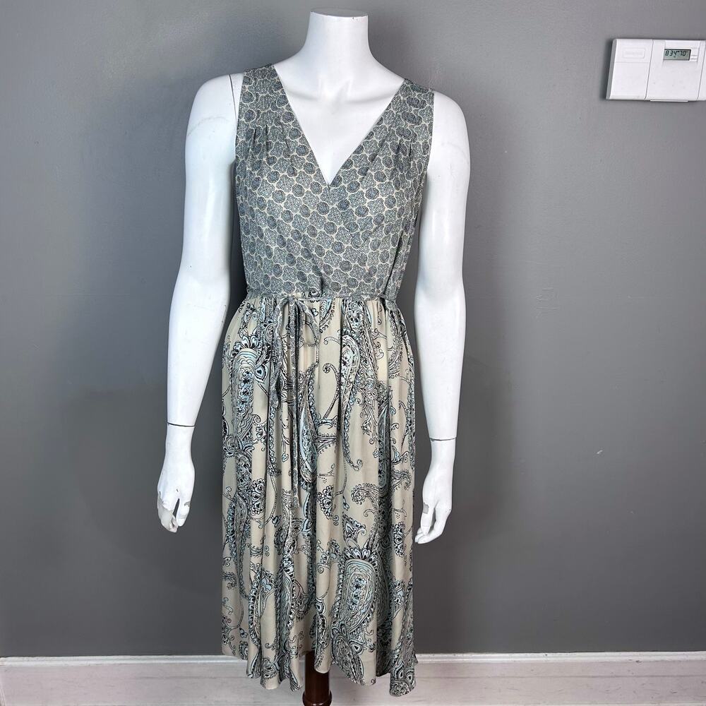 Michael Michael Kors dress size 8 milkmaid silk midi corpcore preppy paisley tan